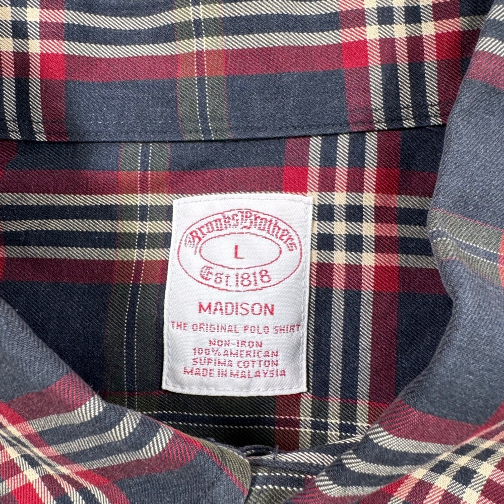Brooks Brothers Madison Fit Plaid Long Sleeve Button Down Shirt Mens L Cotton - Picture 4 of 8